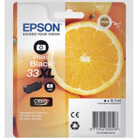 Epson T33XL Ph. BK (Claria), Original Blækpatron