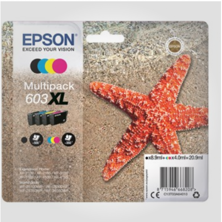 Sæt 4 stk. Epson 603XL (BK,C,M,Y), Originale patroner