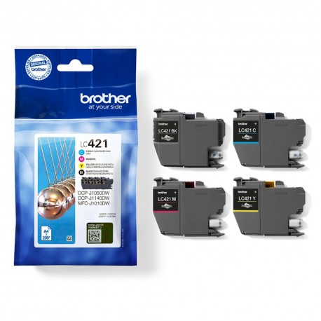 Brother LC421 sæt/4 stk. BK, C, M, Y, Originale patroner